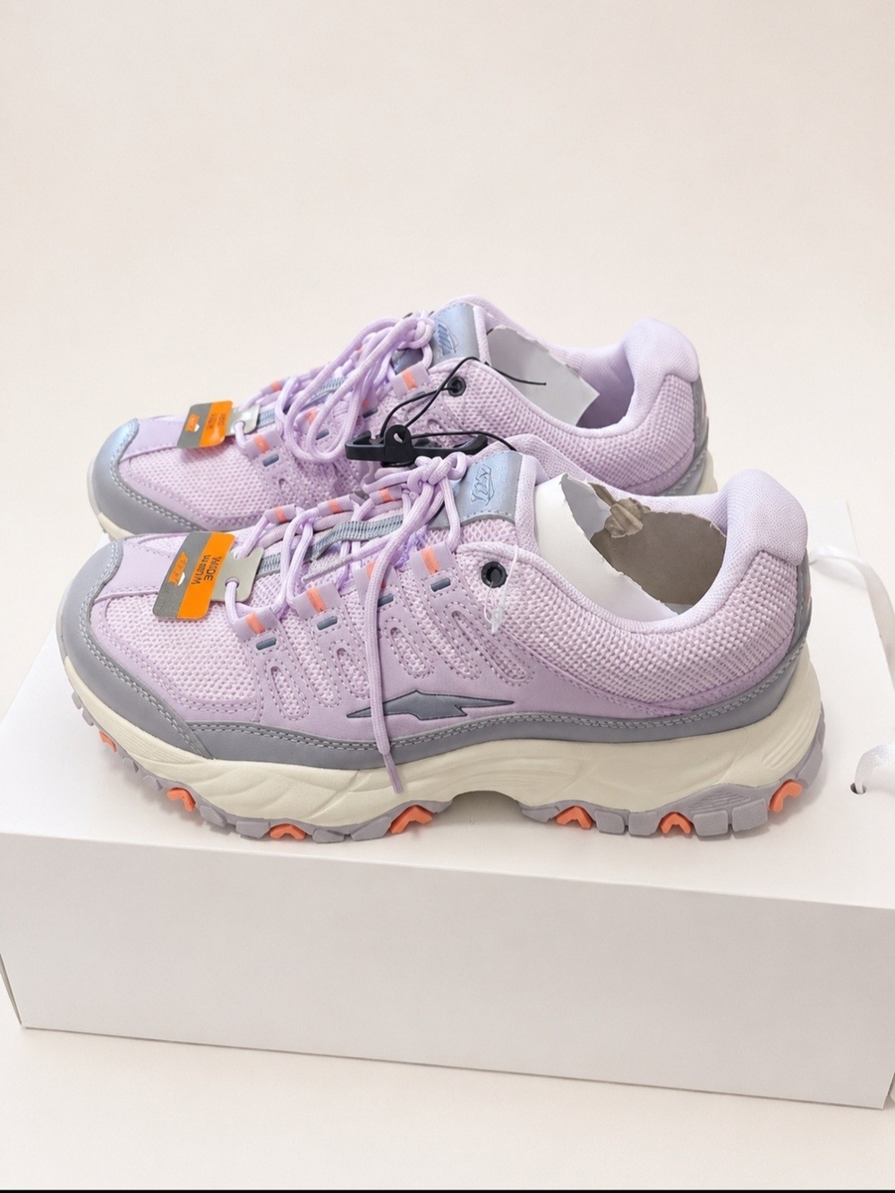 Avia Lavender Athletic Trail Sneakers with Orange Tread